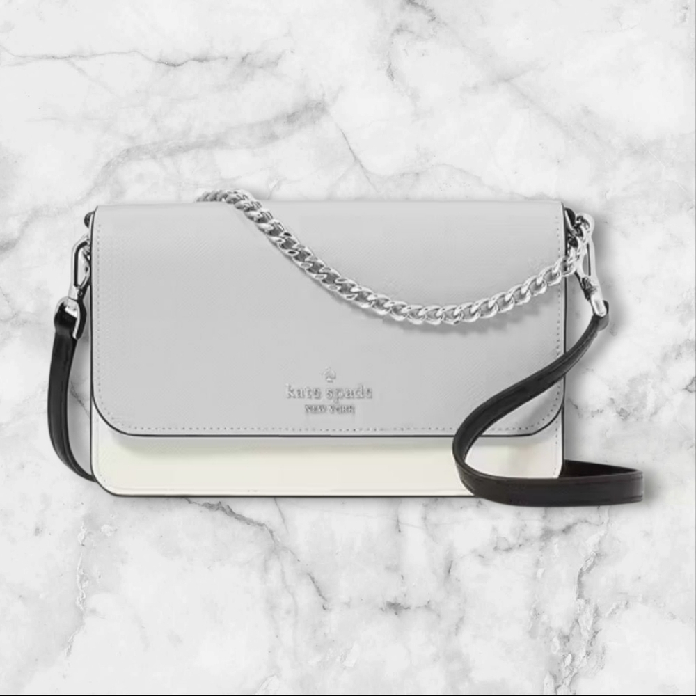 Kate Spade Madison Willow Mini Flap Crossbody Platinum Gray